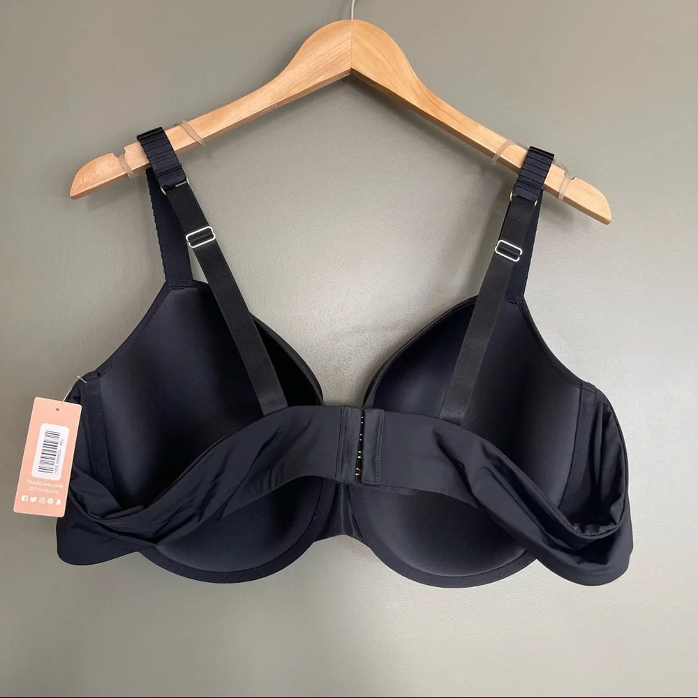 NWT Thirdlove 24/7™‎ Classic T-Shirt Bra Black Size 48C NWT